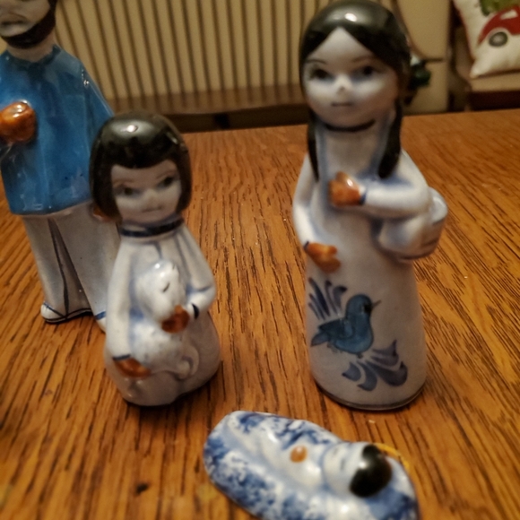 Nativity Blue Tonala  Mexico Folk Art Christmas 11 Pcs Birds Handpainted vintage - Picture 9 of 13